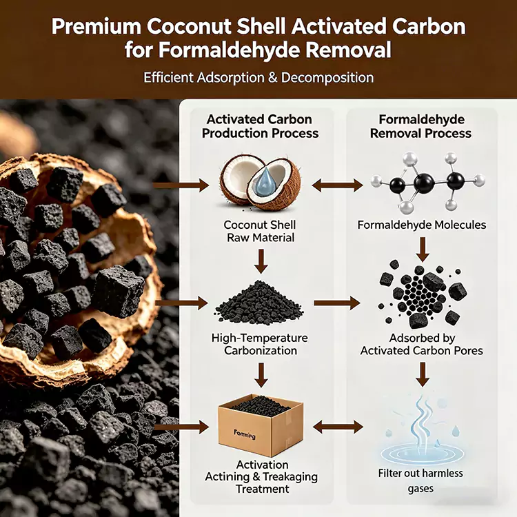 Odstranění formaldehydu z kokosových skořápek Carbon