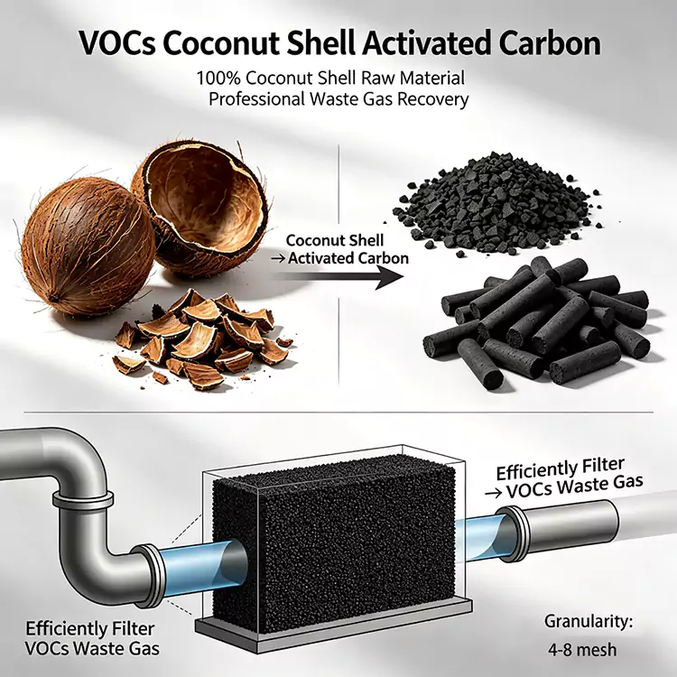 Regenerace VOCs Coconut Shell Carbon